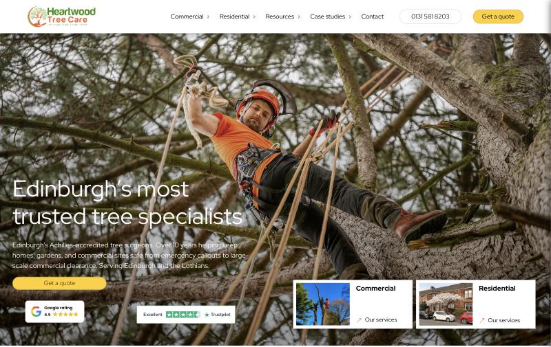 Homepage of Heartwood Tree Care