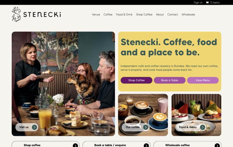 Homepage of Stenecki Coffee